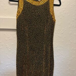 Vintage Beaded Short Silk Dress